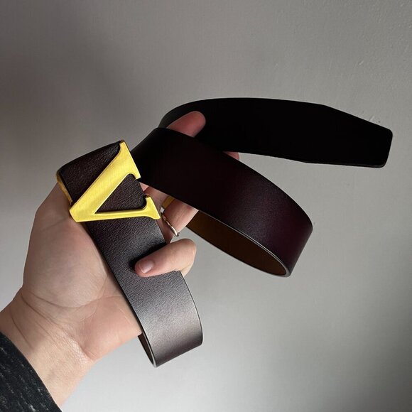 Men's Brown Belt Gold V Clasp - Picture 1 of 10